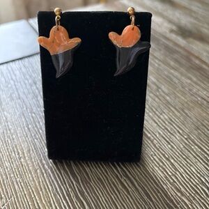 Cute Halloween orange and black ghost earrings for pierced ears